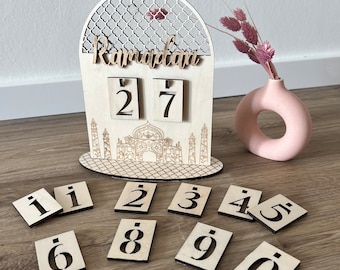 Handgefertigter Ramadan Kalender aus Holz | Ramadan Countdown | DIY Holz Ramadan Dekoration | Ramadan Kalender Dekoration aus Holz