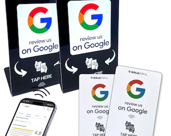 NFC Google Review Stand and Card Bundle - One Tap Reviews