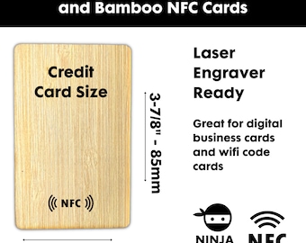 Blank Bamboo NFC Ntag215 cards - For Laser engraver and custom digital business cards - Bulk NFC Chips - NFC Virtual Cards