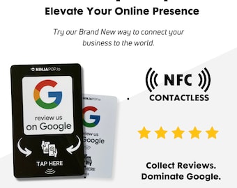 5 x Google Review Card - Ninja Pop- NFC (Contactless) Get Reviews Digitally - Programmed for you