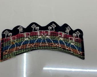 Vintage 1970s Grateful Dead Dancing Skeletons Rainbow Patch Deadstock & Authentic