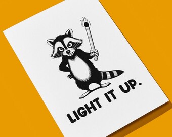Funny Raccoon Sparkler PNG – DTG, Mug, Tumbler Sublimation (Digital Download)