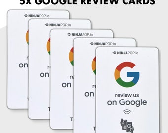 5 x Google Review Card - Ninja Pop- NFC (Contactless) Get Reviews Digitally