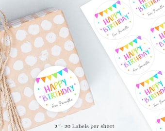 Set of 92 on 2 Sticker Sheets Happy Birthday Stickers Birthday Party Stickers Colorful Celebration Birthday Party Stickers