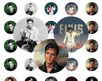 DIGITAL DOWNLOAD, Elvis Presley, 20mm circles, elvis Presley cabochon, printable image, handmade, 40 circles, PDF