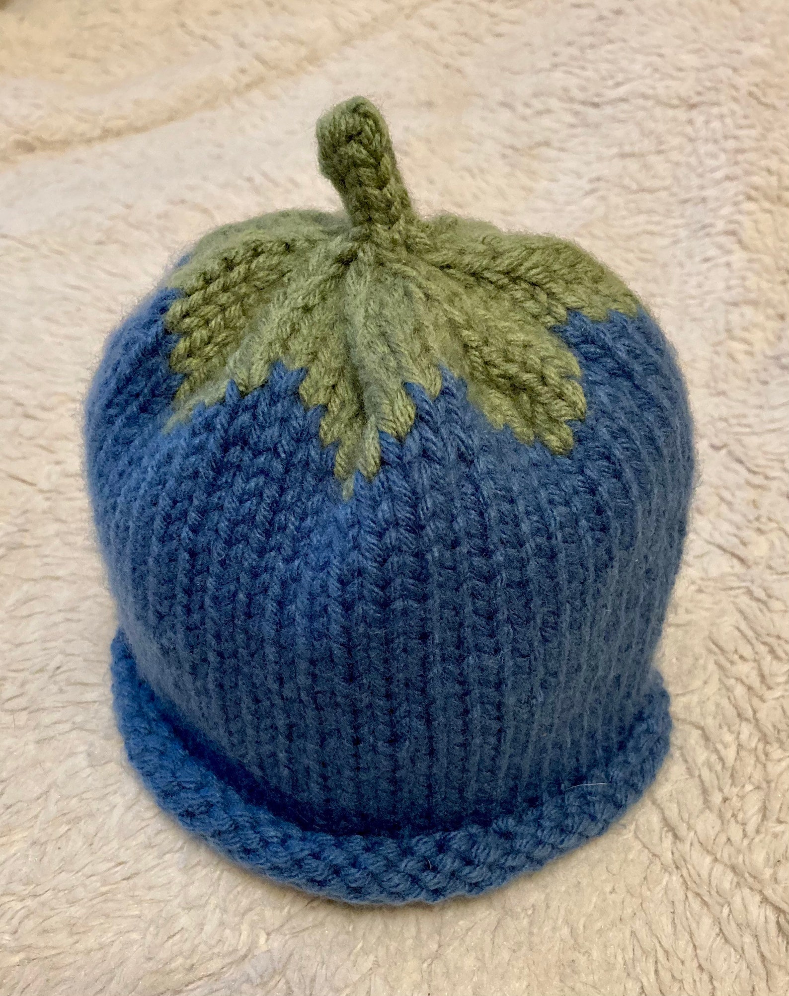 Baby Blueberry Knitted Hat Etsy