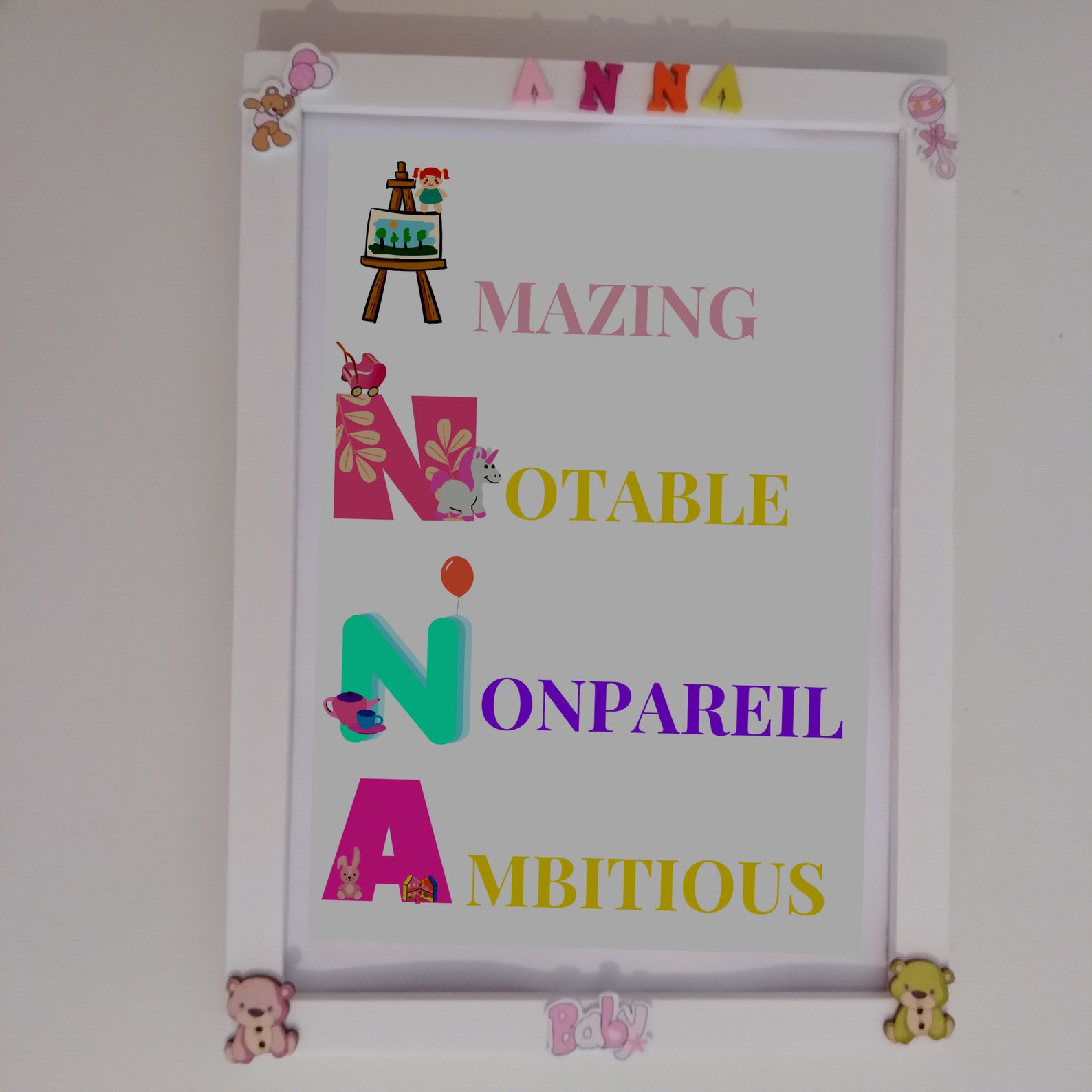 Benutzerdefinierte Baby-Namen-Druck Kindergarten Name Druck | Etsy