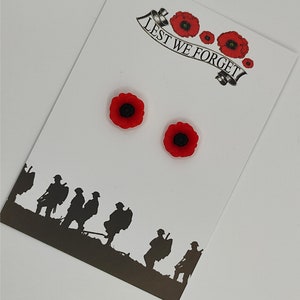 Boucles d'oreilles clous fleur de coquelicot. Coquelicot. Épingle de coquelicot. Insigne de coquelicot. Boucles d'oreilles coquelicot. Collier coquelicot. Jour du Souvenir. Ne l'oublions pas.