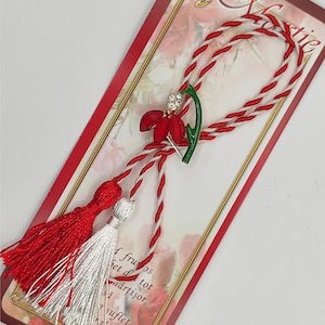 Martisor. Brooch. Red snowdrop. Martisoare. Baba Marta. Martenitsa. Spring amulet. Moldova. Romanian martisor. Märzchen