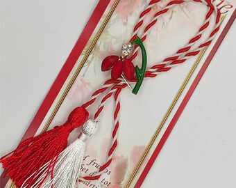 Martisor. Brooch. Red snowdrop. Martisoare. Baba Marta. Martenitsa. Spring amulet. Moldova. Romanian martisor. Märzchen