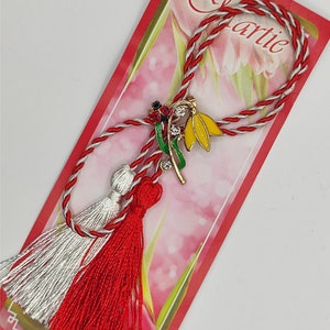 Martisor. Martisoare. Martenitsa. Spring amulet. Romanian martisor. Snowdrops. Brooch. Baba Marta.  Moldova. Romania. Märzchen. Martakia.