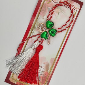 Martisor. Brosa. Brooch. Clover. Martisoare. Baba Marta. Martenitsa. Moldova. Romanian. Martis. Martakia. Mărțișor. Trifoi. Romania.Märzchen