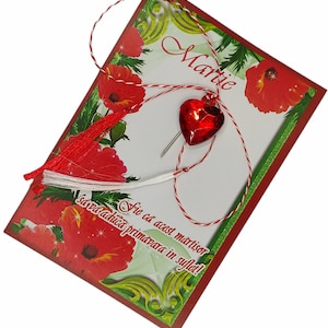 Martisor. Martisoare. Baba Marta. Martenitsa. Spring amulet. Romanian martisor. Martis. Martakia. Romania. Moldova. Bulgaria. Heart pendant.