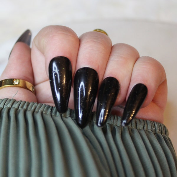 Black diamond dust | press on nails | 20 pieces