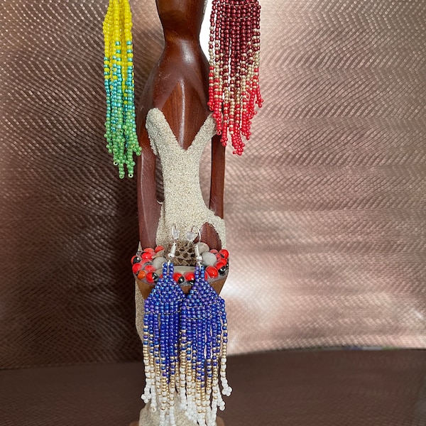 Boucles d’oreilles perlées,boucles d’oreilles pendantes,boucles d’oreilles Boho, boucles d’oreilles à franges_Beaded  fringe earring