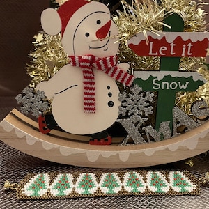 Pulsera de árbol de Navidad con cuentas Miyuki Delica, punto peyote, 2 cuentas, talla 11.