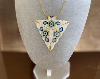 Triangle Necklace, Miyuki 3D Triangle Pendant,miyuki Necklace_