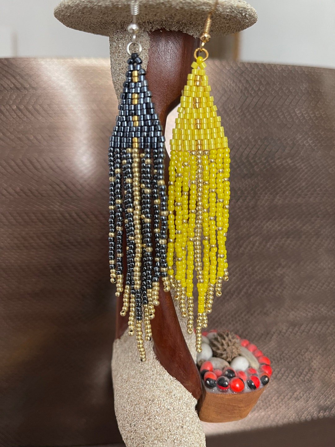 Diy Beaded Fringe Earrings in the Shape of Plumes_beaded Fringe Earring