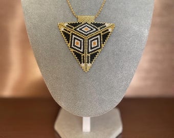 ま*き様 Triangle Frame Chain Necklace 50cm Triangle Necklace, Miyuki 3D Triangle Pendant,miyuki Necklace_