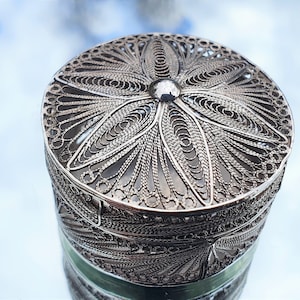 French Antique Victorian Filigree Solid Silver Snuff Box -Pomander Box