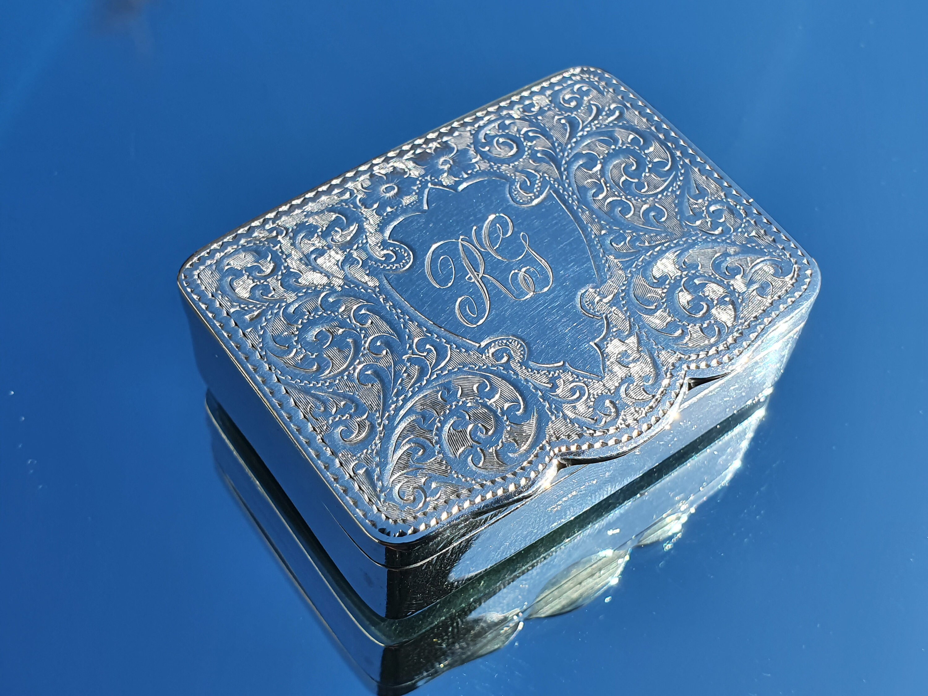 Edwardian Sterling Silver Snuff Box Adie & Lovekin Ltd Birmingham 1906