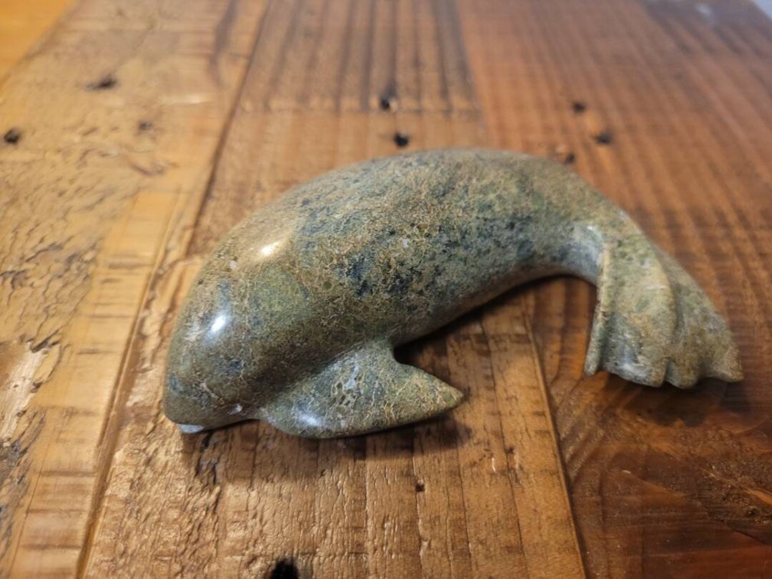 Inuit Soapstone Carving Whale Etsy
