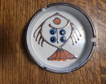 vintage mcm fish ceramic ashtray