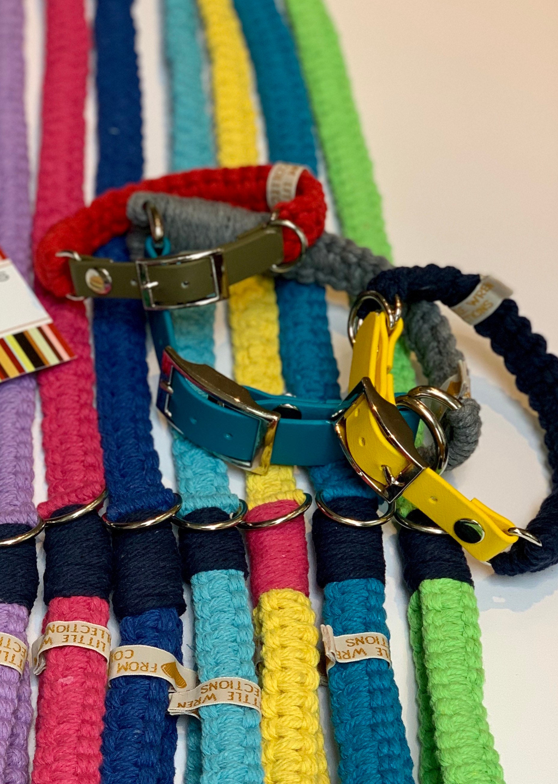 Adjustable Macrame Dog Collar with Buckle and Biotane strap Etsy