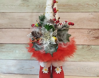 Festive Christmas tree on legs/Decorated Christmas tree/Christmas tree on a stand/Funny Christmas Tree/ Christmas tree decorated with coffee