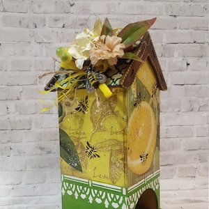 Tea House Decoupage Tea Storage Box Wooden Tea Box Tea Bags Storage Tea Box Organizer Lemons Mother&#39;s Day Gift Custom Made