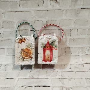 Small wooden sleigh/wooden toys/Christmas Wooden Toys/Decoupage decoration/Christmas Elf Tree Decoration/Fabulous Door/Mini Wooden Sleigh