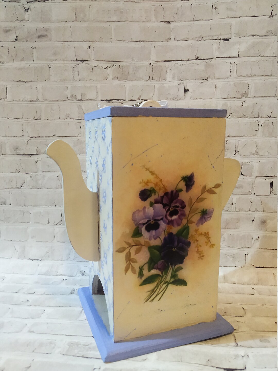 Tea House Decoupage Tea Box for Storing Tea Wooden Tea Box Tea Bags