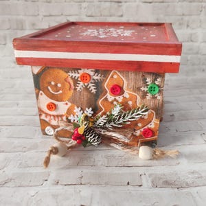 Bonbonnière de Noël/Bonhommes en pain d'épice/Boîte de friandises de Noël/Coffret cadeau/Décoration hivernale/