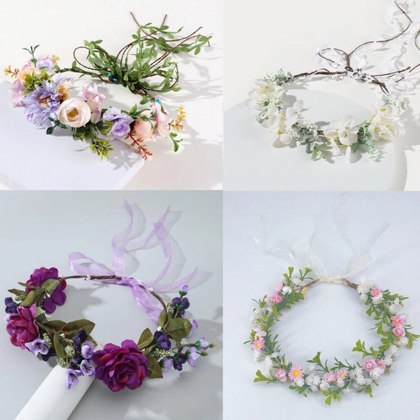 Floral Crown | Floral Tiara | Artificial Flowers | Boho Flower Crown | Hen Party Crowns | Bridesmaids crown