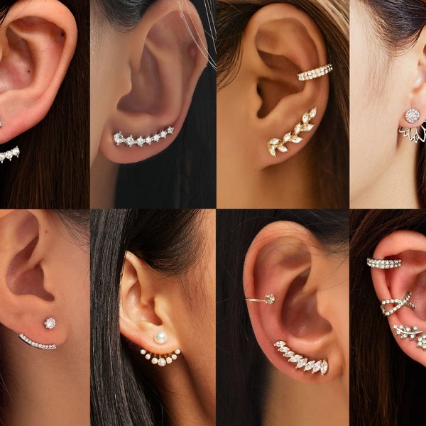 Earrings | Ear Jacket | Stud Earrings | Earring Jackets | Leaf Decor Earring | Lotus Design Ear Jacket | Ear Climber | Ear Cuff