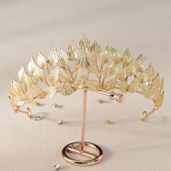 Diadème de mariée en feuille d'or, accessoire de cheveux de mariage