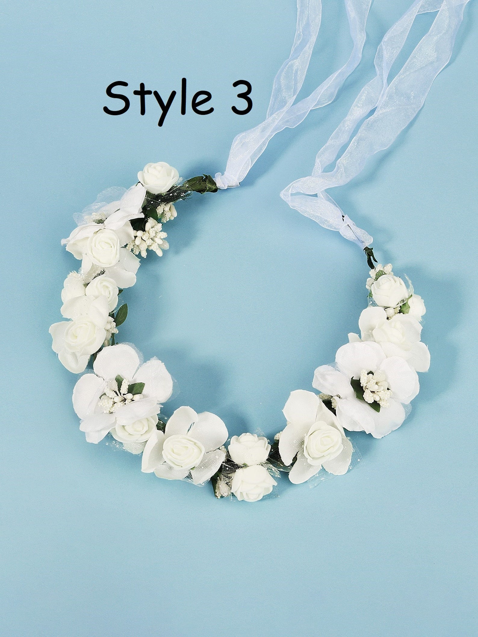 Floral Crown Floral Tiara Artificial Flowers White Red Etsy