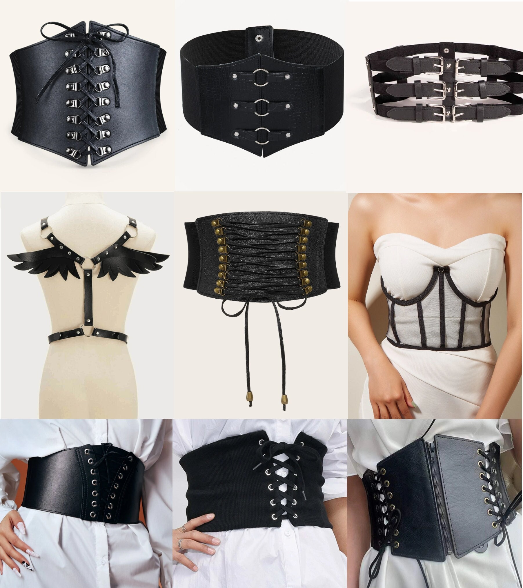 Corset Belt Wide Belt Corset Lace up Corset Criss Cross Lace up Wide Belt  Harness Belt Corset With Zip 