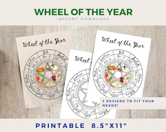 Ruota dell'Anno / Cose da Stregoneria / Pagine del Grimorio / Ruota Pagana / Stregoneria PDF / Calendario Pagano / Stregoneria Stampabile / Calendario della Strega