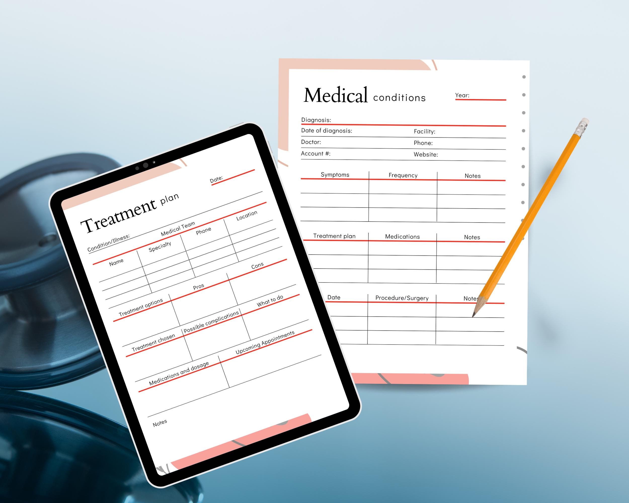 Medical Tracker Bundle | 30 Medical Binder Pages | Medical Planner ...