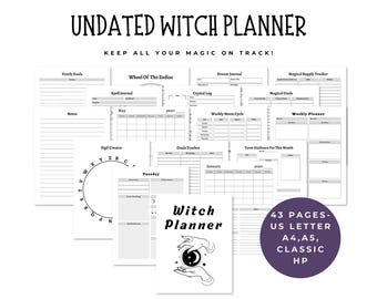 Witch Planner Witch Journal Witchy Daily Planner ADHD Printable planner Grimoire Printables Book of Shadows printable agenda