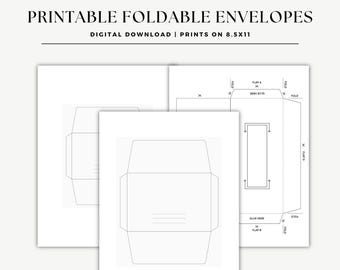 Sobres plegables imprimibles para manualidades, relleno de efectivo, creación de tarjetas DIY y scrapbooking (3 tamaños)