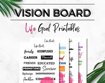 Vision Board Words|Vision Board Printables|Life Goal Words|Words of Affirmation|Law Of Attraction|Manifestation|Inspirational Quotes