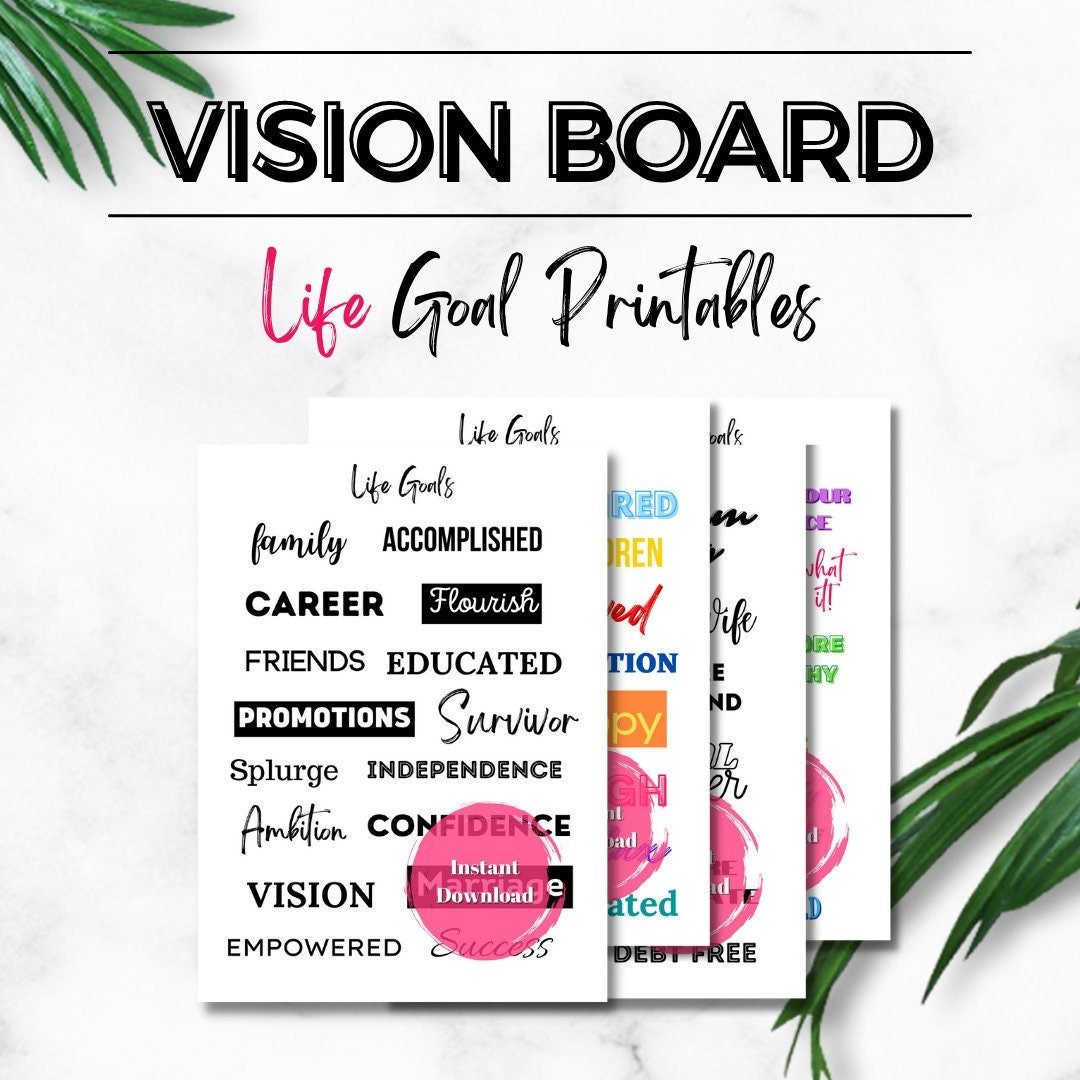 Vision Board Printables Online Creators Power Words Affirmation