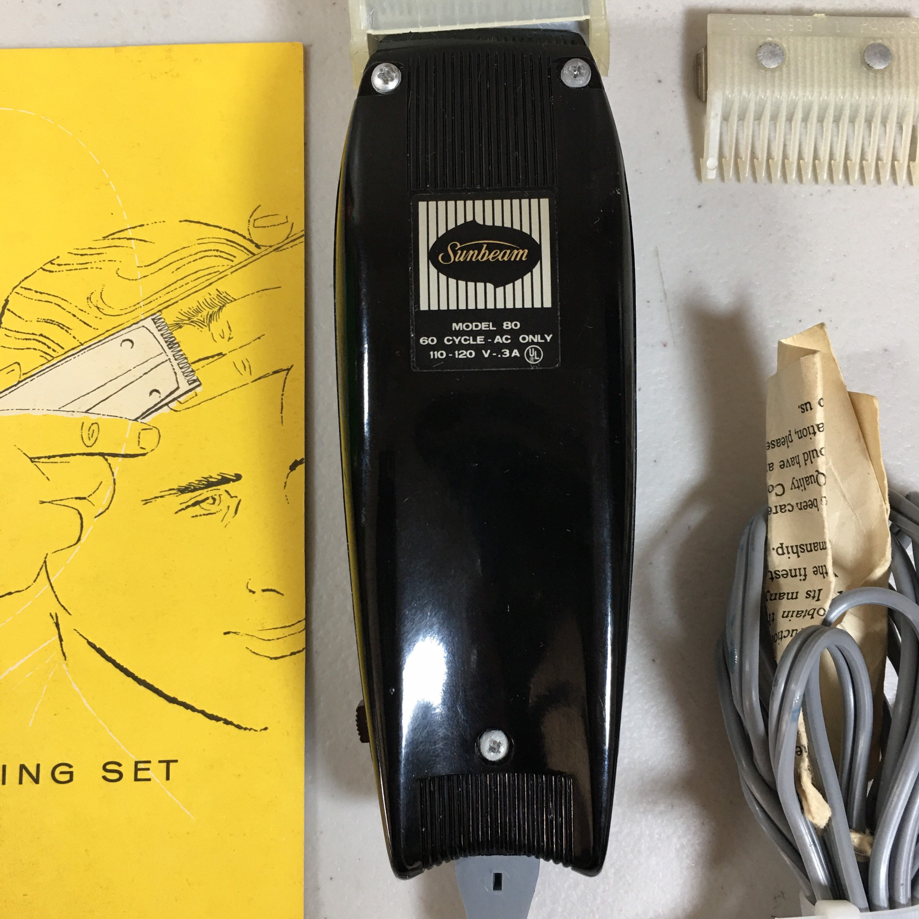Vintage Sunbeam Hair Clipper Cutter Model 80 Attachments & Etsy