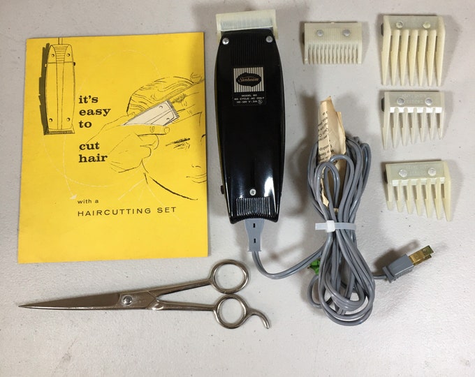 Vintage Sunbeam Hair Clipper Cutter, Model 80, Attachments & How to