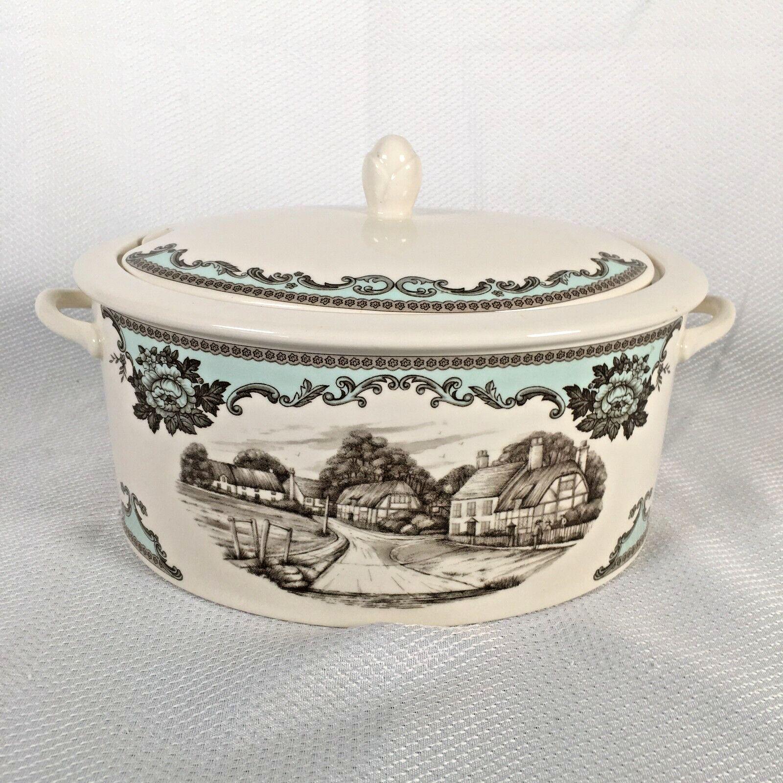 Vintage Johnson Brothers River Scenes Soup Tureen with Lid Made in England