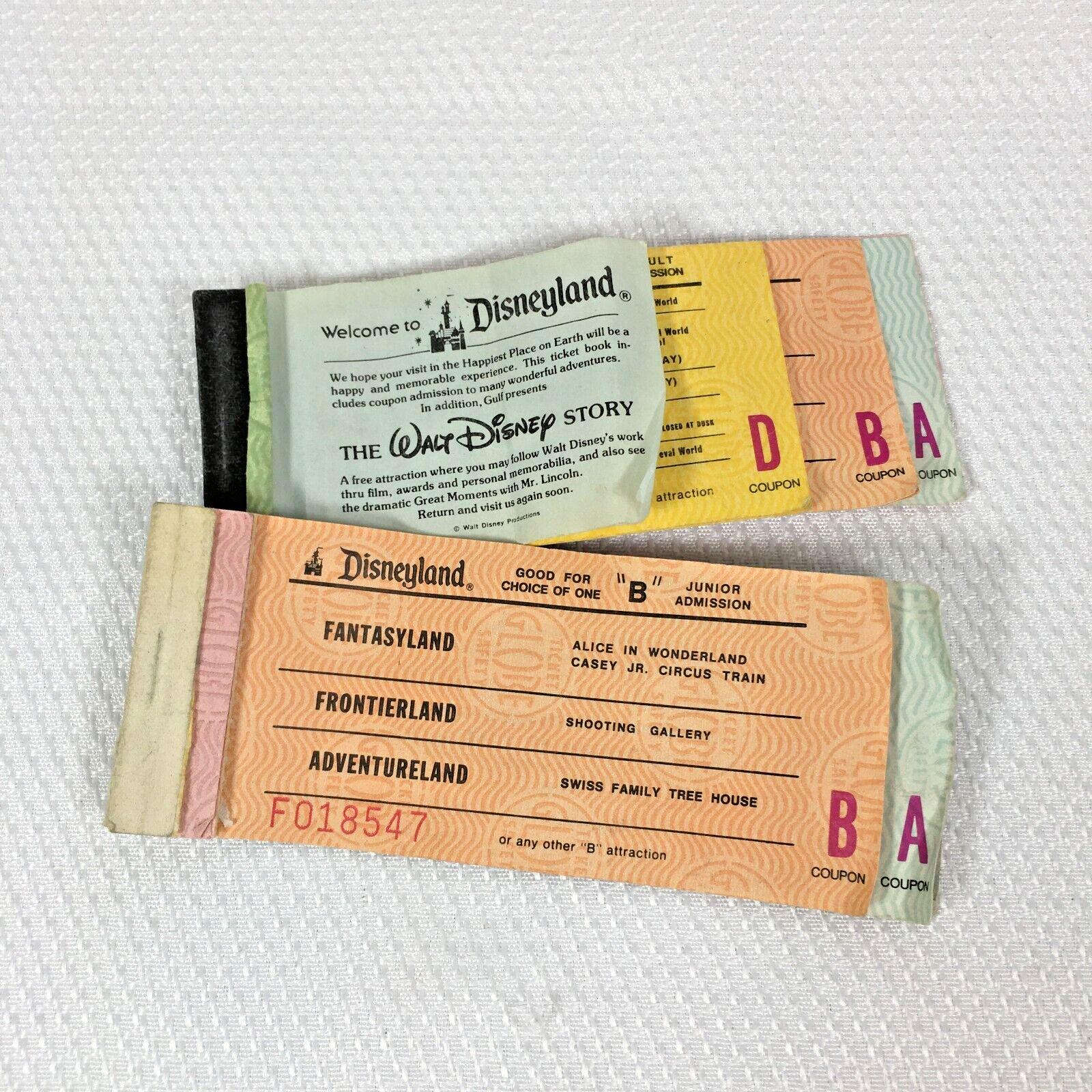 Vintage Disneyland Amusement Park Ride Tickets Adult & Junior Coupons