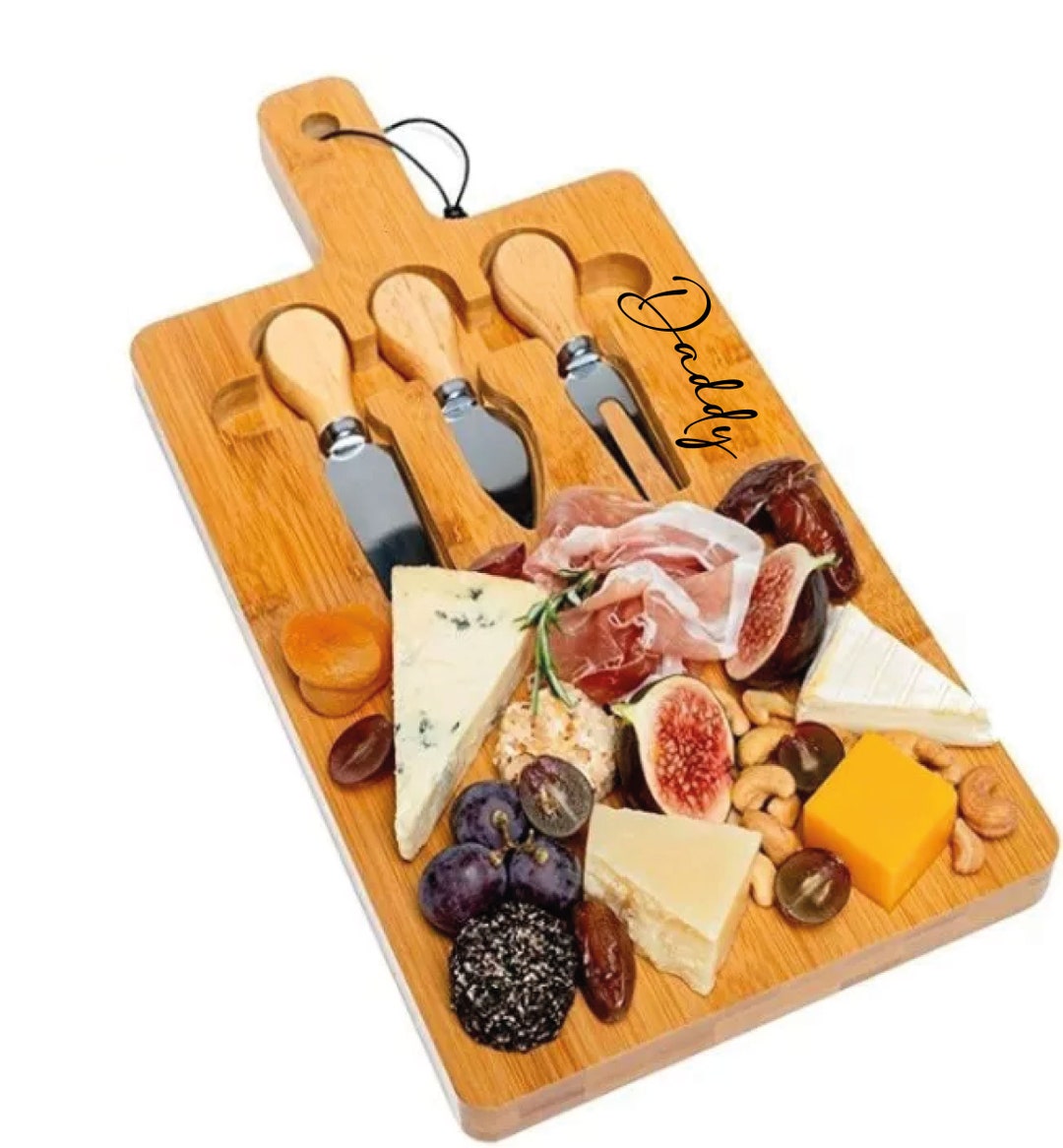 Personalised Round Cheese Board With Drawer and Accessories Anniversary