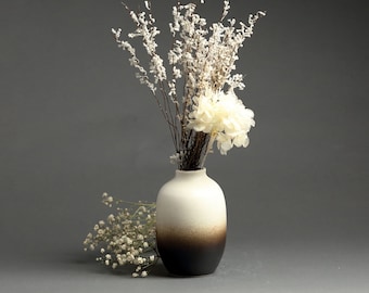 Handmade Porcelain Vase in Matte White and Charcoal